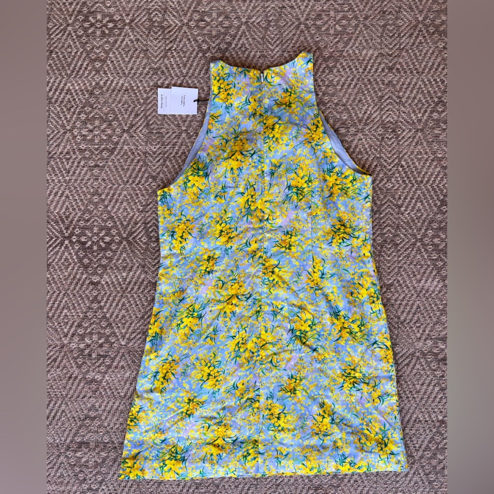 & Other Stories Linen Yellow Blue Floral Shift Sleeveless Dress Size 8 NWT - Picture 5 of 6